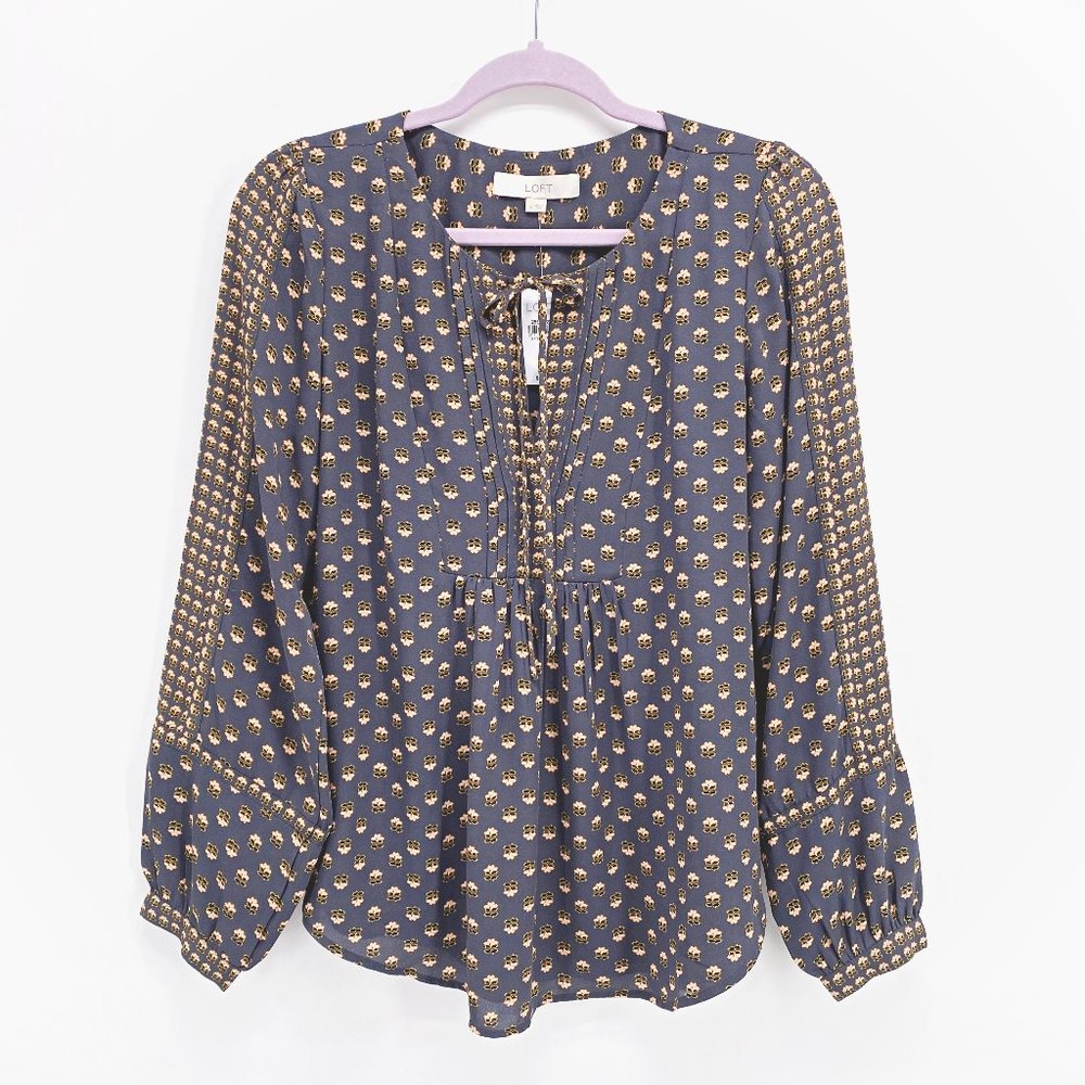 Loft Floral Pleat Yoke Blouse